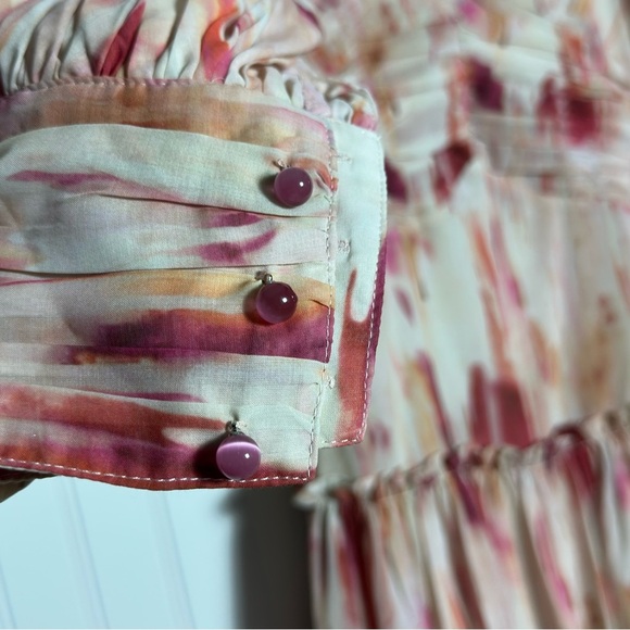 Aconiconi Midi Dress Long Sleeve V-Neck Size  Medium Abstract Print Lined - Picture 6 of 17